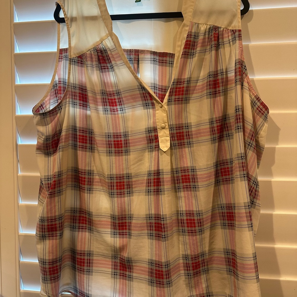 Fervour Plaid Sleeveless Camisole in Red, Blue and Cream